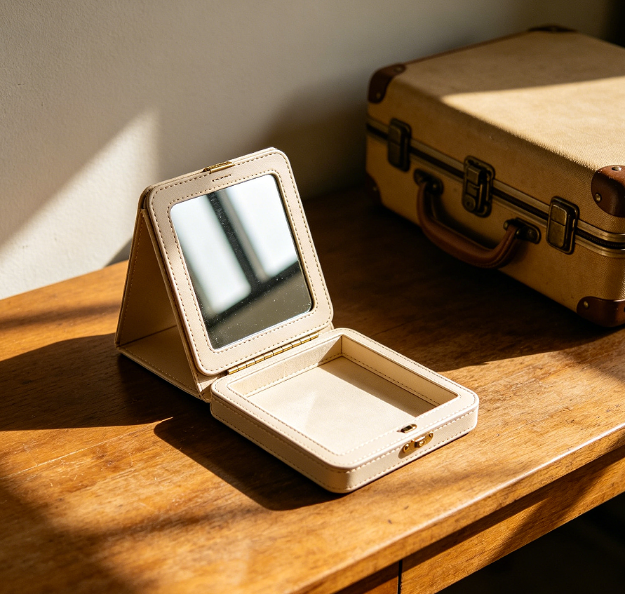 Foldable Travel Vanity with Carry Case and Small Mirror